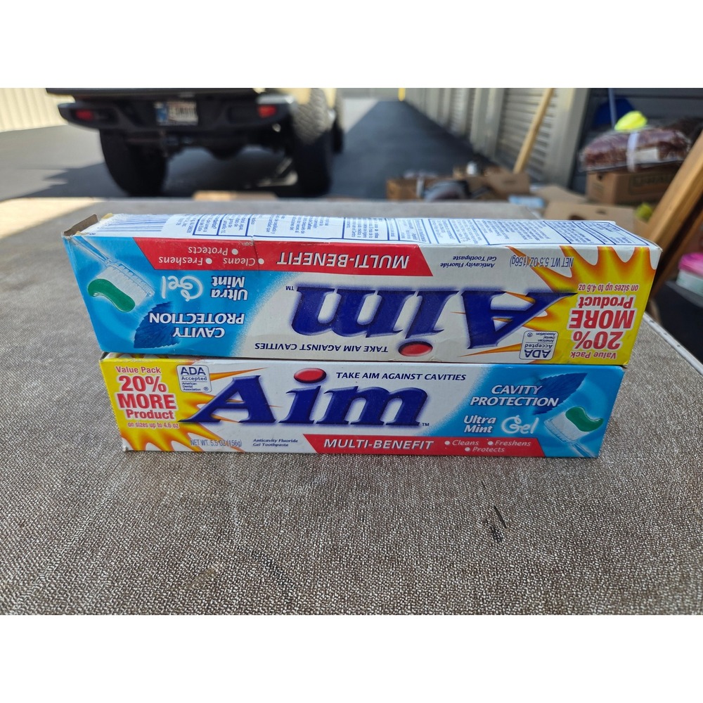 Aim Cavity Protection Multi-Benefit Ultra Mint Gel Toothpaste 5.5oz Lot of 2